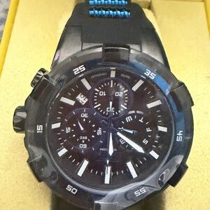 Invicta Black and Blue Chronograph Watch Men's